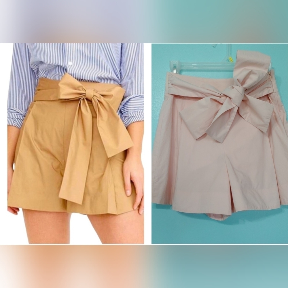 J. Crew Cotton Poplin Tie Waist Pink Shorts Size 2